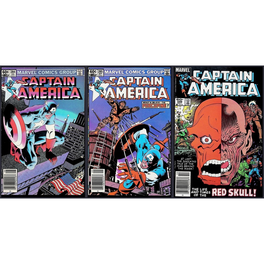 Captain America 3X Comic Lot #284 285 298 Newsstand Origin Red Skull Marvel